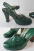 Vintage 40's Kelly Green Peep Toe Heels Shoes 8.5