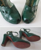 Vintage 40's Kelly Green Peep Toe Heels Shoes 8.5
