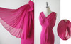 Vintage 40's Chiffon Evening Gown Matching Accordion Pleated Capelet S