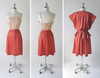 • Vintage 70's Calico Floral 40's Look Dress & Peplum Jacket Rosette Set M