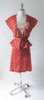 • Vintage 70's Calico Floral 40's Look Dress & Peplum Jacket Rosette Set M