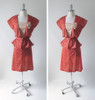 • Vintage 70's Calico Floral 40's Look Dress & Peplum Jacket Rosette Set M