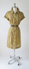 Vintage Early 60's Brown Yellow Gingham Plaid Shirt Button Day Dress & Belt M