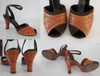 • Vintage 50's Tooled Leather Brown Suede Peep Toe Heels Matching Handbag Purse 8