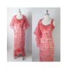 Vintage 50's Pink Lace Mermaid Hem Party Dress Matching Wrap Gown S