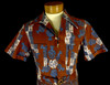 Vintage 60s Iolani Red Barkcloth Belted Hawaiian Shirt