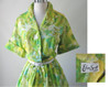 Vintage 50's Abstract Floral Full Skirt Shirtwaist Day Dress 48 37 XL XXL