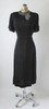 Vintage 40's Black Rayon Rhinestone Bustle Back Evening Party Dress NOS S
