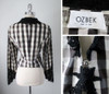 Vintage Ozbeck Victorian Gothic Lace Black White Gingham Plaid Jacket M