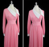 Vintage 70's Estevez Eva Gabor Pink Maxi Cocktail Dress Evening Gown L
