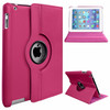 360 Degree Rotating Stand PU Leather Case Cover for Apple iPad2 iPad3 iPad4 Rose red