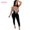 "Too Hot To Touch" Sleeveless Backless Deep V Neck Tassel Jumpsuit