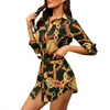 Long Sleeve Chain Print Shirt Dress