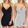 Sleeveless Backless Pin-Striped Romper