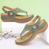 Embroidered Toe Wedge Sandals