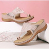 Embroidered Toe Wedge Sandals