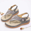 Embroidered Toe Wedge Sandals