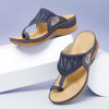 Embroidered Toe Wedge Sandals