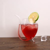2pieces 300ML Home and party use Creative straw glass mug novelty milk glass with straw cold drink cup Juice mug Wine glass
