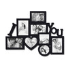 Adeco Decorative Black Wood 8-opening Decorative Wood 'I Love You' Collage Wall Hanging Photo Frame