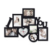 Adeco Decorative Black Wood 8-opening Decorative Wood 'I Love You' Collage Wall Hanging Photo Frame