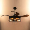42'' Ceiling Fans Invisible Retractable Blades Farmhouse Industrial Pendant Lamp Chandelier Remote Control 5 Edison Bulbs