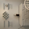 Set of 5 Wall Mount Wine Rack Set w/ Storage Shelves and Glass Holder White