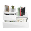 20 Modes LED RGB 2 Drawer Modern High Gloss Living Room TV Stand End Table Cabinets 70x35x38cm
