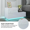 20 Modes LED RGB 2 Drawer Modern High Gloss Living Room TV Stand End Table Cabinets 70x35x38cm