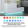 20 Modes LED RGB 2 Drawer Modern High Gloss Living Room TV Stand End Table Cabinets 70x35x38cm