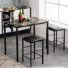 High Marble Face  Dining Table and Chair set Cushion Black