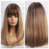 Long Ombre Brown Blonde Wigs with Bangs Cosplay Synthetic