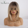 Long Ombre Brown Blonde Wigs with Bangs Cosplay Synthetic