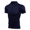2019 Quick Dry Running Shirt Men Bodybuilding Sport T-shirt  short Sleeve Zipper collar Gym t Shirt Men Fitness Tight Rashgard