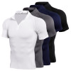 2019 Quick Dry Running Shirt Men Bodybuilding Sport T-shirt  short Sleeve Zipper collar Gym t Shirt Men Fitness Tight Rashgard