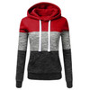 Color Block Hoodies Long Sleeve Hoody Zipper Pocket Patchwork Hooded Sweatshirt