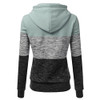 Color Block Hoodies Long Sleeve Hoody Zipper Pocket Patchwork Hooded Sweatshirt