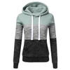 Color Block Hoodies Long Sleeve Hoody Zipper Pocket Patchwork Hooded Sweatshirt