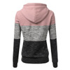 Color Block Hoodies Long Sleeve Hoody Zipper Pocket Patchwork Hooded Sweatshirt