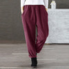 Women Autumn Pants Elastic Middle Waist Loose Corduroy