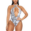 Snake Skin Print  One Piece Backless Bikini "PLUS SIZES AVAILABLE"