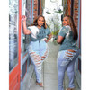 Plus Size High Waist Ripped Pencil Jeans