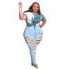 Plus Size High Waist Ripped Pencil Jeans