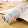 Pink Flower Canvas Makeup Brush Bag