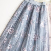 Floral Embroidery Long Pleated Skirt