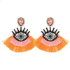 Vintage Geometric Pendant Dangle Tassel Earrings