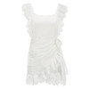 Bohemian Hollow Embroidery Ruffle White Dress
