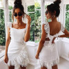 Bohemian Hollow Embroidery Ruffle White Dress