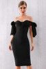 Black Slash Neck Elegant Off Shoulder Bodycon Dress Black Slash Neck Elegant Off Shoulder Bodycon Dress