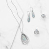 Sterling Silver Roman Glass Pear Drop Pendant Necklace